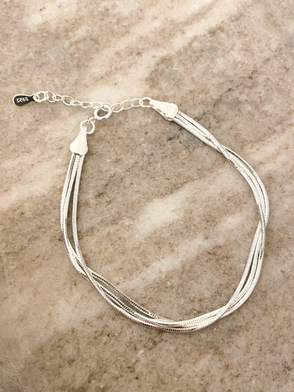 925 Sterling Silver Multi-Layer Triple Layer Bracelet Dainty Minimalist Bracelet
